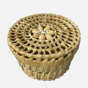 Woven Seagrass Box With Shells Coasters Set of 6 - 5.5x3.5 Fits 3” Glass Cup